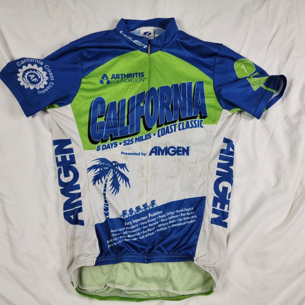 Voler Mens Small Blue White California Coast Classic Cycling Jersey Athletic